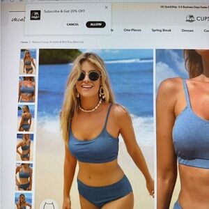 Blue Ribbed Bikini Set